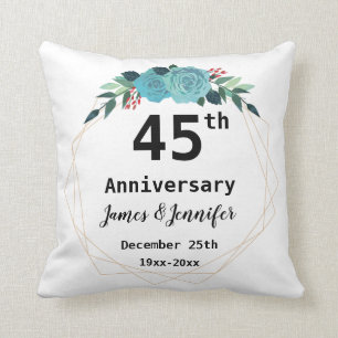45th Wedding Anniversary Custom Names and Year Cushion