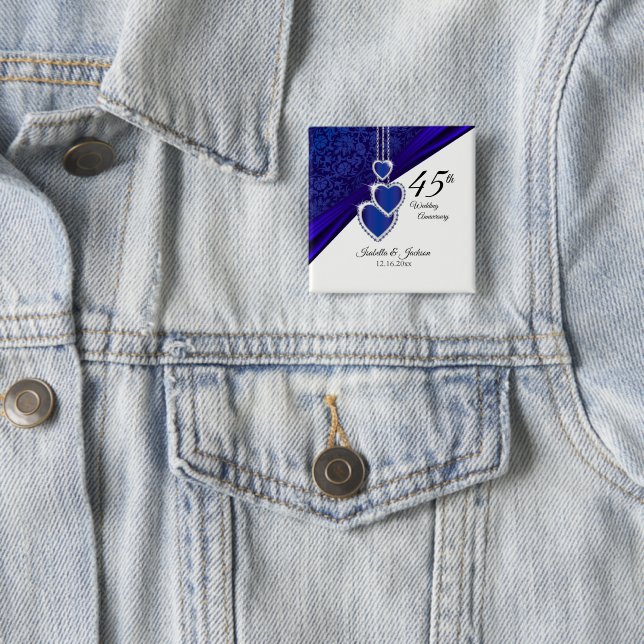 45th Wedding Anniversary Design 15 Cm Square Badge (In Situ)