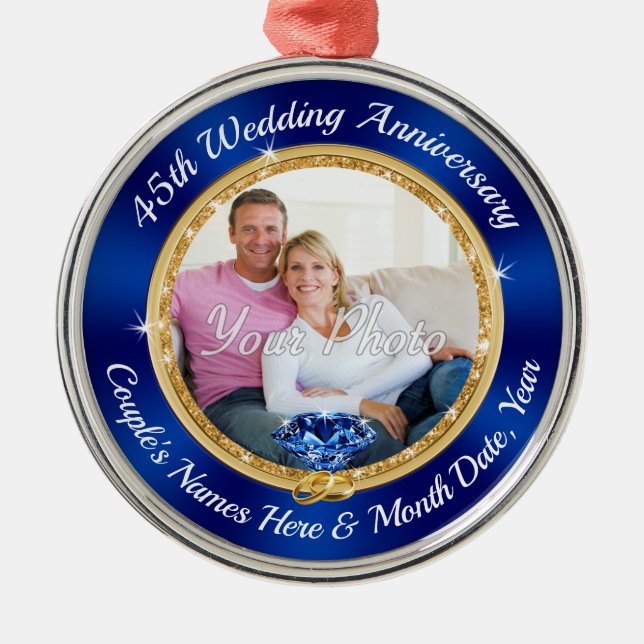 45th Wedding Anniversary Gift Ideas, Sapphire Metal Tree Decoration (Front)