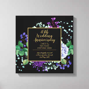 45th Wedding Anniversary Gift Sapphire Blue Flower Canvas Print