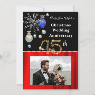 45th Wedding Anniversary & Gold Festive Holiday Invitation