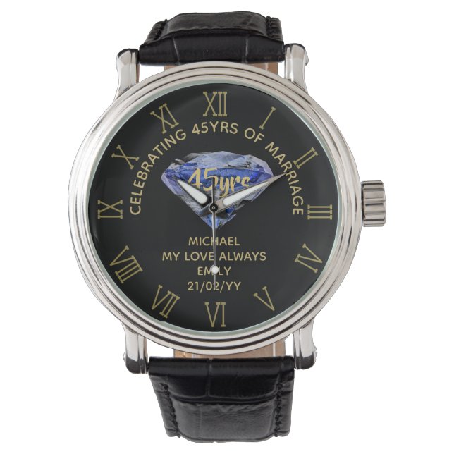 45th Wedding Anniversary Husband - Commemorative 2 Watch (Front)