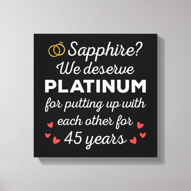 45th Wedding Anniversary I - Sapphire Funny Couple Canvas Print (Front)