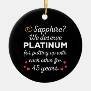 45th Wedding Anniversary I - Sapphire Funny Couple Ceramic Tree Decoration