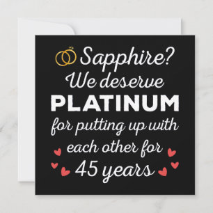 45th Wedding Anniversary I - Sapphire Funny Couple Invitation
