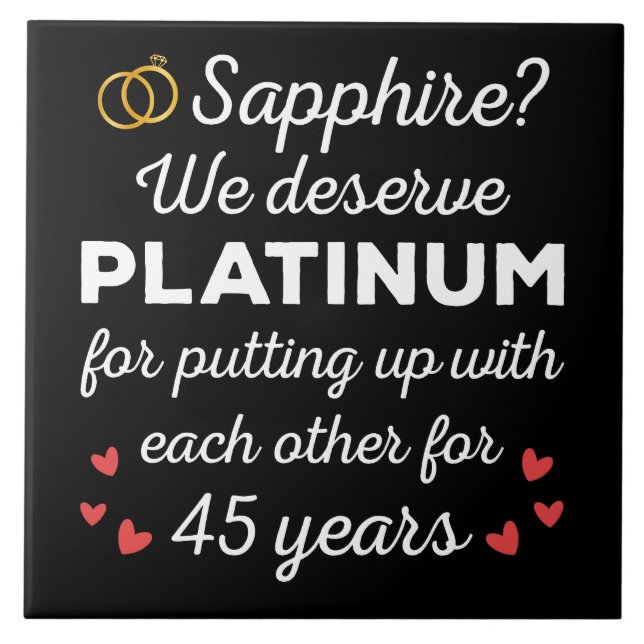 45th Wedding Anniversary I - Sapphire Funny Couple Tile (Front)