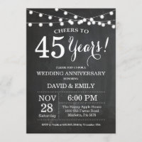 45th Wedding Anniversary Invitation Chalkboard