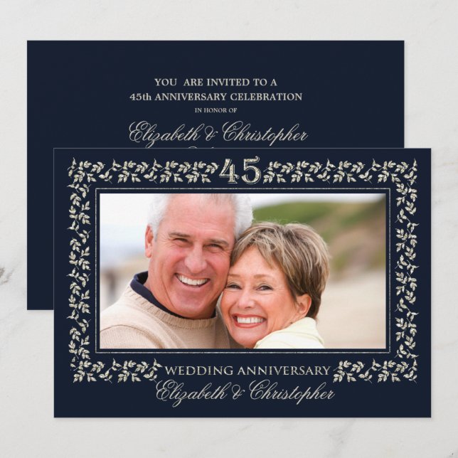 45th Wedding Anniversary Party | Custom Photo Invitation (Front/Back)