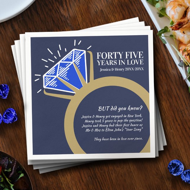 45th wedding anniversary party sapphire fun facts napkin (Creator Uploaded)