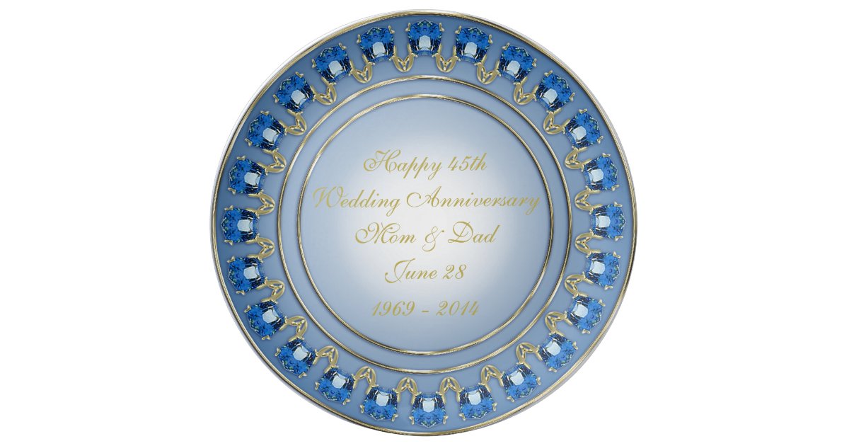 45th Wedding Anniversary Porcelain Plate Zazzle.co.uk