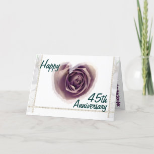 45th Wedding Anniversary - Purple Rose Heart Card