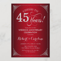 45th Wedding Anniversary - Red Silver Damask