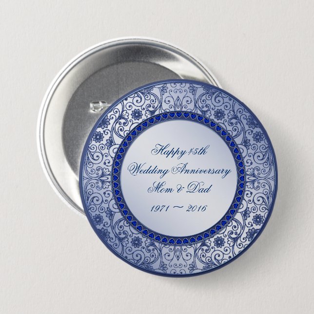 45th Wedding Anniversary Round Button (Front & Back)