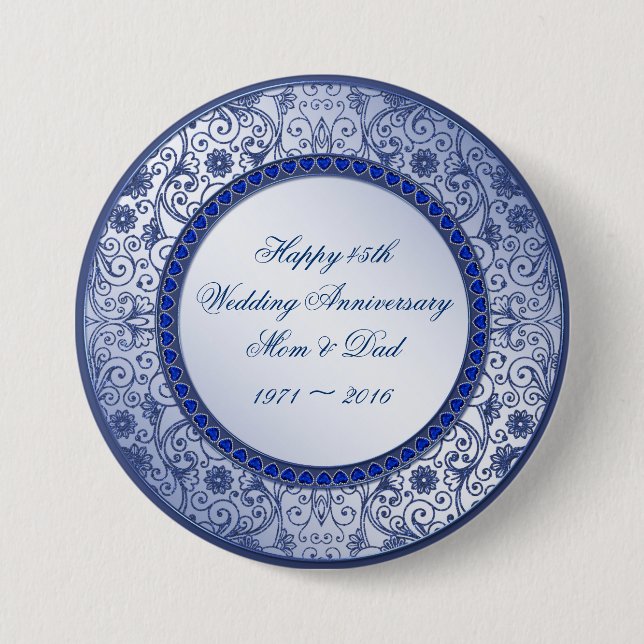 45th Wedding Anniversary Round Button (Front)
