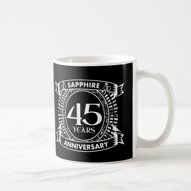 45th wedding anniversary sapphire crest coffee mug (Right)