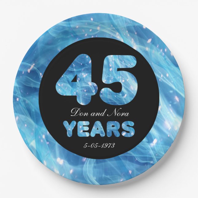 45th Wedding Anniversary Sapphire Party Lights Paper Plate (Front)