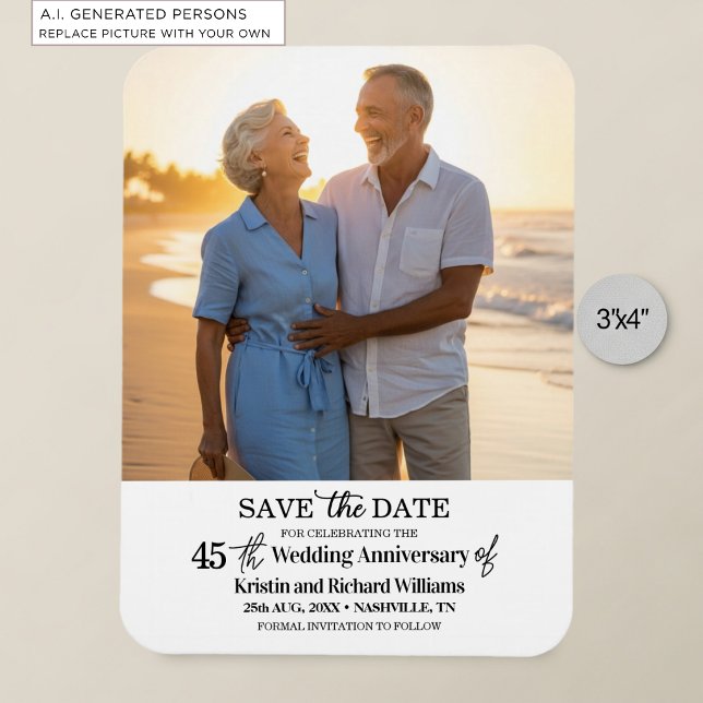 45th Wedding Anniversary Save the Date Photo Magnet (Creator Uploaded)