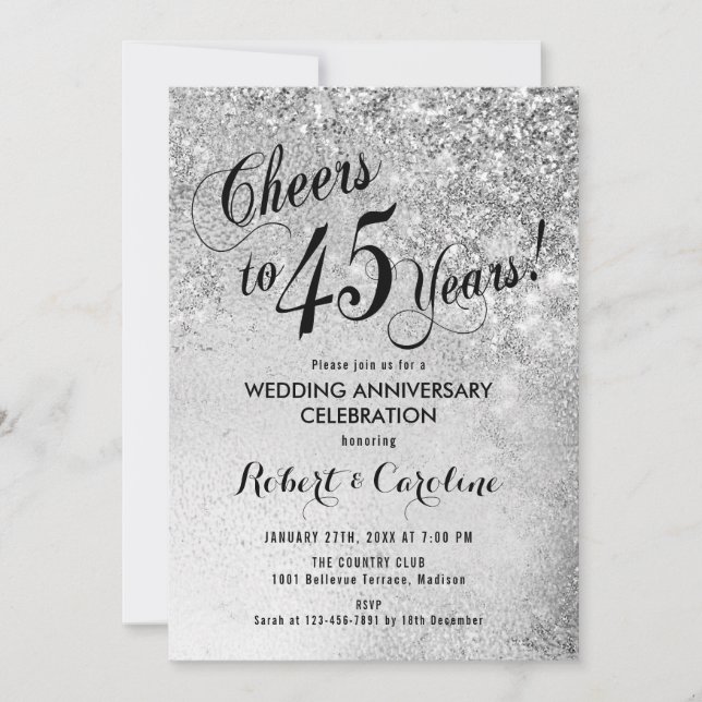 45th Wedding Anniversary Silver Invitation (Front)