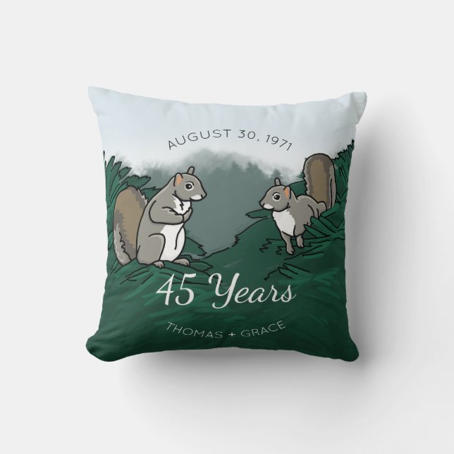 45th Wedding Anniversary Squirrels Cushion (Front)