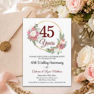 45th Wedding Anniversary Surprise Party Floral Invitation