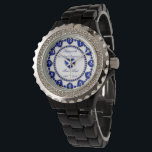 45th Wedding Anniversary Watch<br><div class="desc">A Digitalbcon Images Design featuring a sapphire blue and white colour theme with a variety of custom images, shapes, patterns, styles and fonts in this one-of-a-kind "Sapphire Wedding Anniversary" Watch. This attractive and elegant design comes complete with customisable text lettering and white number circle frame to signify the hours and...</div>