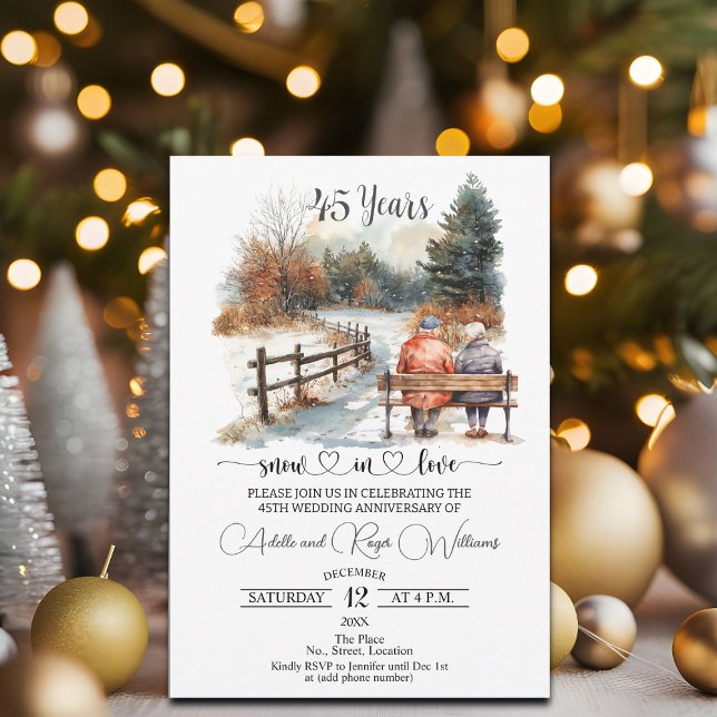 45th Wedding Anniversary Winter Landscape Romantic Invitation (Creator Uploaded)