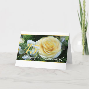 45th Wedding Anniversary - Yellow Rose Card