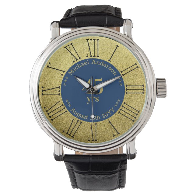 45yrs Retirement or Anniversary Personalised Watch (Front)