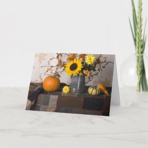 4684 Autumn Still Life with Quilts Greeting Card