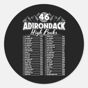 46 Adirondack Mountain Climbing Checklist  Classic Round Sticker