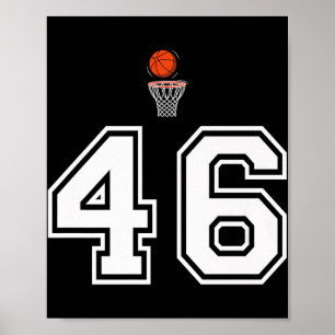 46 Number Basketball Style Vintage White Premium Poster