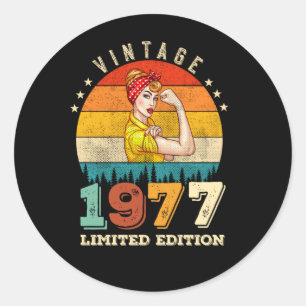 46 Year Old 1977 Vintage Women 46th Birthday Gift Classic Round Sticker