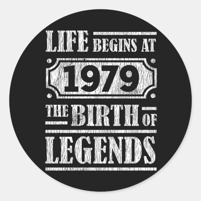 46 Year Old 1979 Birth Of Legend 46th Birthday Classic Round Sticker (Front)