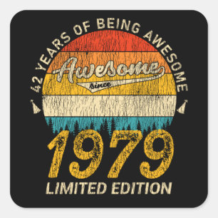 46 Year Old 1979 Retro Awesome 46th Birthday Gift Square Sticker