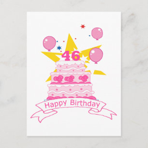 46 Year Old Birthday Cake Postcard