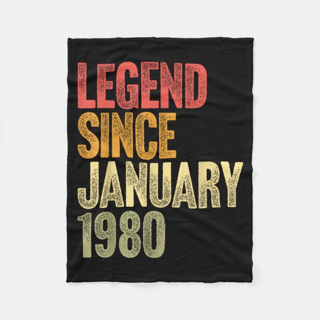 46 Year Old Legend Since January 1980 Retro 46th B Fleece Blanket (Front)