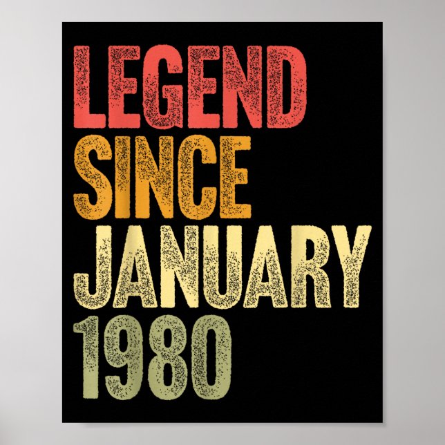 46 Year Old Legend Since January 1980 Retro 46th B Poster (Front)