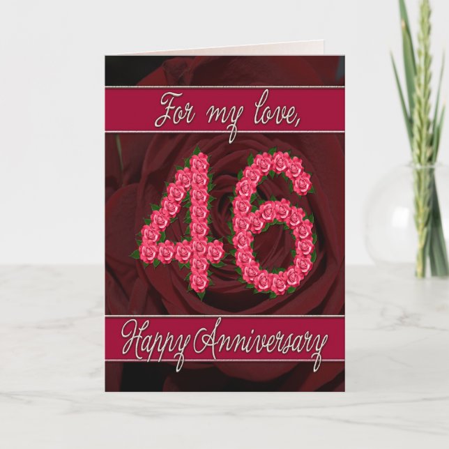 46th anniversary card with roses and leaves (Front)