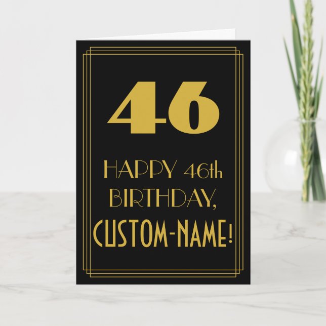 46th Birthday ~ Art Deco Inspired Look "46" & Name Card (Front)