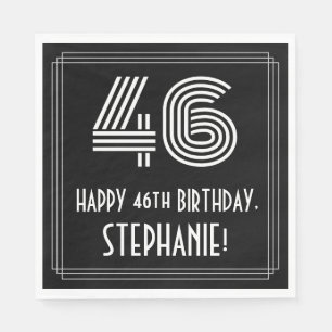 46th Birthday: Art Deco Inspired Look "46" + Name Napkin
