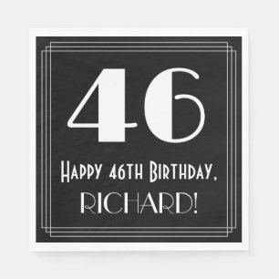 46th Birthday ~ Art Deco Inspired Look "46", Name Napkin