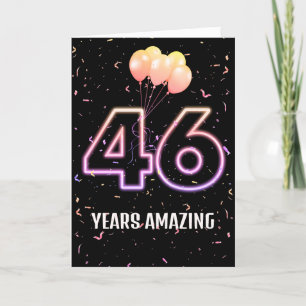 46th Birthday Balloons and Confetti Card