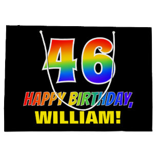 46th Birthday: Bold, Fun, Simple, Rainbow 46 Large Gift Bag