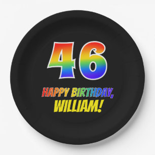 46th Birthday: Bold, Fun, Simple, Rainbow 46 Paper Plate