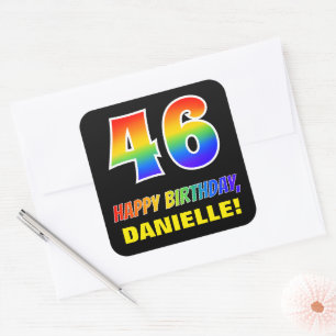 46th Birthday: Bold, Fun, Simple, Rainbow 46 Square Sticker