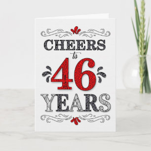 46th Birthday Cheers in Red White Black Pattern Card