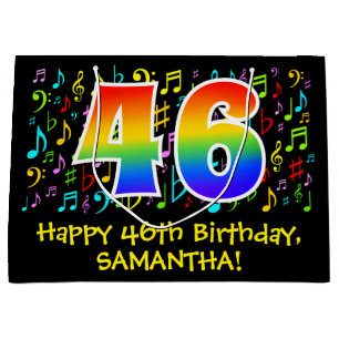 46th Birthday - Colourful Music Symbols, Rainbow 4 Large Gift Bag
