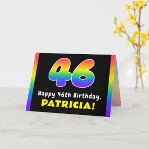 46th Birthday: Colourful Rainbow # 46, Custom Name Card
