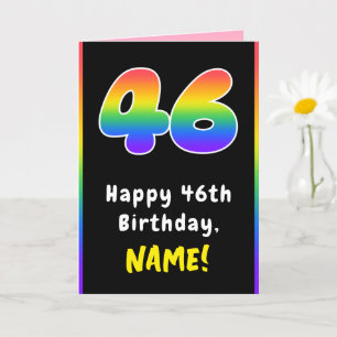 46th Birthday: Colourful Rainbow # 46, Custom Name Card