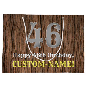 46th Birthday: Country Western Inspired Look, Name Large Gift Bag